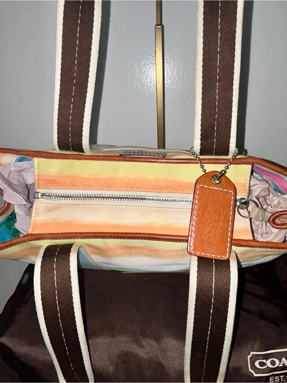 Coach Hamptons Watercolor Paste Stripes Tote.  Released in 2006
